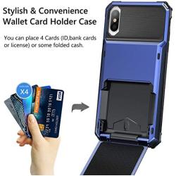Vofolen Case for iPhone Xs Max Case Wallet ID Slot Credit Card Holder Scratch Resistant Dual Layer Protective Bumper Rugged TPU Rubber Armor Hard Shell Case Cover for iPhone Xs Max 10S Max (Navy)