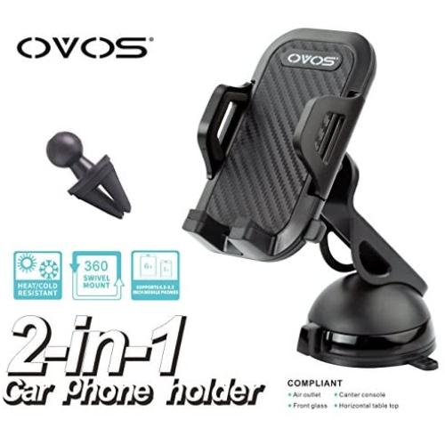 OVOS Car Phone Mount Holder with Washable Strong Stick Support Mobile Phone Compatible with iPhone XR/XS Max/X/8/7 Galaxy S10/S9/Note 9 Samsung Moto Huawei Nokia LG Smartphones
