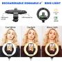 SYOSIN Selfie Ring Light with Tripod Stand and Phone Holder, 6” Rechargeable LED Dimmable Ring Light Selfie Stick Tripod with Bluetooth Remote Control for Live Stream,Makeup,YouTube Video