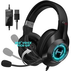 Edifier G2 II Gaming Headset for PC, PS4, USB Wired Gaming Headphones with 7.1 Surround Sound, Noise Canceling Microphone and RGB Light, 50mm Driver, Compatible with Mac, Desktop, Black