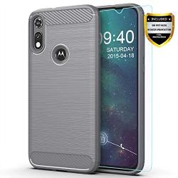 Moto E 2020 case,Motorola E case,with HD Screen Protector,M MAIKEZI Soft TPU Slim Fashion Non-Slip Protective Phone Case Cover for Motorola Moto E (2020)(Gray Brushed TPU)