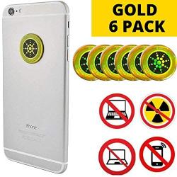 EMF Protection Sticker 6 Pack Gold/Silver | Block Cellphone Radiation | Laptops, Computers, WiFi… (Gold)