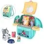 LBLA Pet Care Play Set for Kids Dog Cat Backpack Pretend Toys for Toddlers Educational Gifts for Girls Boys 17 Pieces