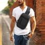Sling Bag for Men Chest Bag for Teens Single Shoulder Bag Casual Daypack Crossbody Bag PU Sling Backpack Sport Daypack