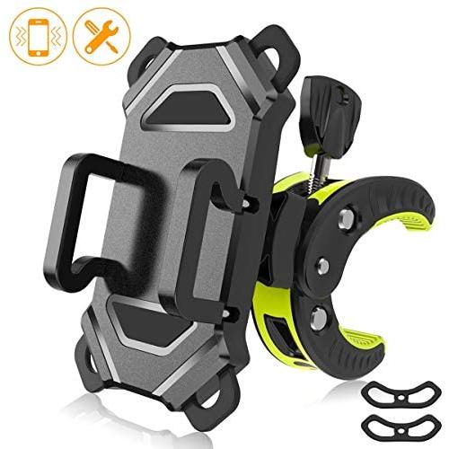 Bike Phone Mount,Bicycle Cell Phone Holder,Universal Motorcycle Handlebar Rack With Rotation Adjustable Anti Shake Silicone BANDS Cycling Compatible With All Smart Phone iPhone X,8,7 Plus,Galaxy