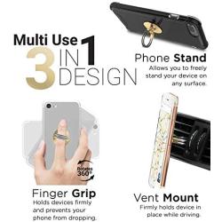 Aduro Cell Phone Ring Holder, 3 in 1 Universal Phone Ring Stand Car Holder, Finger Grip Phone Holder for iPhone, Samsung Phone and Smartphones (Gold)