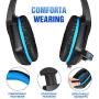 Xbox One Gaming Headset, PHOINIKAS H1 Wired Gaming Headset for PS4, PC, Laptop, Mac, iPad, Nintendo Switch Games, Over Ear Headphone with Microphone, Bass 5.1 Surround, LED Light, Gift for Kids (Blue)