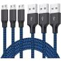 Micro USB Cable, 3Pack 6FT Android Charger Cord Long Nylon Braided Sync and Fast Charging Cables Compatible with Galaxy S6 S7 Edge, Android & Windows Smartphones and More- Blue