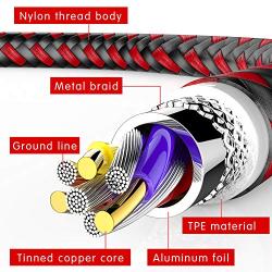 USB C Cable, AWINBOW USB Type C Cable (3/3/6/6/10FT) Durable Fast Charging Cord Nylon Braided Compatible with Galaxy S9 S8 Plus Note 9,Moto Z Z2,LG V30 G5 - Red