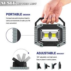 Portable LED Work Light,SONEE Rechargeable COB Work Lamp Waterproof LED Flood Light with Stand Built-in Power Bank Job Light for Indoor Outdoor Lighting (GRAY/2PACK)