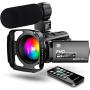 【New Upgrade】 Ultra HD Video Camera Camcorder 1080P 42M Vlogging Camera YouTube Digital Recorder Camera IR Night Vision IPS Touch Screen with Microphone Remote Control, Lens Hood, Battery Charger