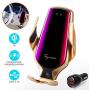 Smart Sensor Wireless Car Charger Mount, Automatic Clamping QC/QI 10W Fast Charging Car Charger Holder Compatible with iPhone 11/Xs/Xs Max/XR/X /8,Samsung Galaxy Note 9/ S9/ S9+/ S8 etc(Gold)