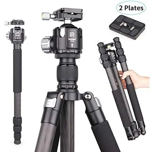 Carbon Fiber Tripod-INNOREL RT75C Super Professional Tripod Monopod Heavy Duty Stand Support Low Gravity Center 360°Panoramic ballhead for Digital DSLR Camera