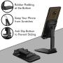 Adjustable Cell Phone Stand, Foldable Desktop Cell Phone Holder Cradle Dock Holder, Phone Stand for iPhone and All Smart Phones and Tablets（Black