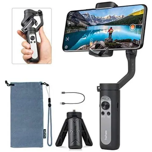 Hohem iSteady X - 3-Axis 0.5 lbs Lightweight Smartphone Gimbal Foldable Handheld Pocket Stabilizer Youtuber Vlogger Live Video for iPhone 11 Pro Max X XS, Android - Black