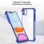 BELONGME Compatible with iPhone 11 Case 2019,Tempered Glass Screen Protector [2Pack] with Shockproof Crystal Clear Case for iPhone 11 6.1 inch.