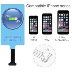 IVY QI Wireless Charging Receiver Adapter with Fast&Smart Microchip Technology for iPhone 5 / 5S / 5C / SE / 6S / 6S Plus / 7/7 Plus/iPad