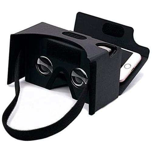 Google Cardboard,VR Headsets 3D Box Virtual Reality Glasses with Big Clear 3D Optical Lens and Comfortable Head Strap for All 3-6 Inch Smartphones (VR2.0 Black, 1 Pack)