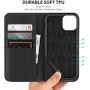SHIELDON iPhone 11 Pro Max Case, Genuine Leather Auto Sleep Wake Wallet Case Flip Magnetic Cover RFID Blocking Card Slots Kickstand Shockproof Case Compatible with iPhone 11 Pro Max (6.5-inch) - Black