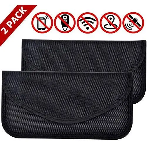 2 Pack Faraday Bag for Phones, RFID Blocking Faraday Key Fob Protector, Faraday Cage Signal Blocker, Cell Phone Key Fob Protector (Large) 2 Pack Faraday Bag for Phones, RFID Blocking Faraday Key Fob Protector, Faraday Cage Signal Blocker, Cell Phone Key Fob Protector (Large)