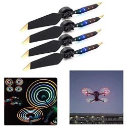 Rechargeable LED Light Flash Low-Noise Foldable Quick-Release Propellers with USB Cable for DJI Mavic Pro/Mavic Platinum Drone (2 Pairs)