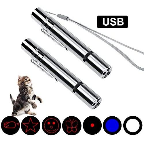 LECHONG Cat Toys Interactive for Indoor Cats 7 in 1 Cats Chaser Toys Wand USB Rechargeable Kitten Toys for Indoor Playing Training Exercising 2 Pack