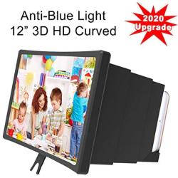 Cell Phone Screen Magnifier Amplifier, Anzhee 2020 Newest Design 12" Curved 3D HD Anti-Blue Light Adjustable Foldable Mobile Phone Screen Enlarger Compatible for iPhone Samsung & All Smartphone Video