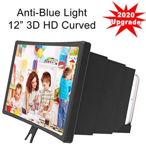 Cell Phone Screen Magnifier Amplifier, Anzhee 2020 Newest Design 12" Curved 3D HD Anti-Blue Light Adjustable Foldable Mobile Phone Screen Enlarger Compatible for iPhone Samsung & All Smartphone Video