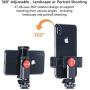 ULANZI ST-06 Camera Hot Shoe Phone Holder Flexible Phone Tripod Mount Adapter w Cold Shoe Mount for Microphone LED Light for DJI Ronin SC iPhone Samsung Canon Nikon DSLR Camera Ring Light Photography