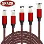 WSCSR iPhone Charger, MFi Certified Lightning Cable(3/3/6/6/10FT)Charging USB Syncing Data Nylon Braided with Metal Connector Compatible iPhone 11/Pro/Max/X/XS/XR/XS Max/8/Plus/7/7 Plus/6S/6 Plus More