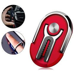 Cell Phone Ring Holder Stand, 3 in 1 MR. YLLS Universal Air Vent Car Phone Mount and Finger Grip Ring Kickstand, 360°Rotation & 90°Flip(Red)