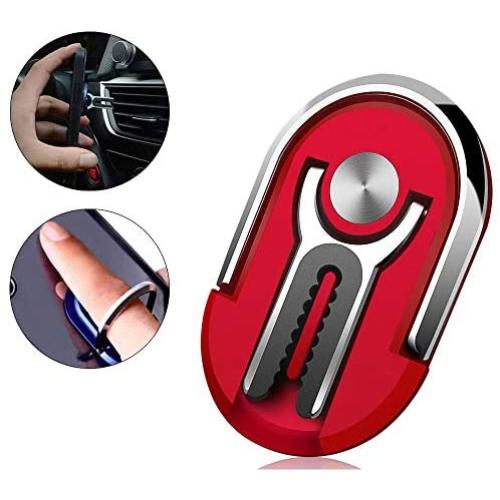 Cell Phone Ring Holder Stand, 3 in 1 MR. YLLS Universal Air Vent Car Phone Mount and Finger Grip Ring Kickstand, 360°Rotation & 90°Flip(Red)