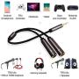 Headphone Splitter Adapter, FOBOIU Headset Splitter Separate Headphones and Mic Jack, 3.5mm Splitter Plug Compatible for PS4, Xbox One, Laptops, PC Gaming Headset, Tablet, Smartphone (2 Pack, Brown)