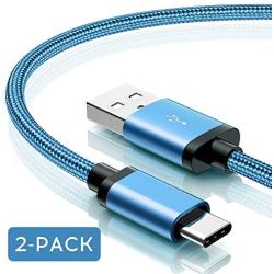 USB Type C Cable, Benicabe (2-Pack 3ft) USB-A to USB-C Charge Braided Cord Compatible with Samsung Galaxy S10 S10E S9 S8 S20 Plus,Note 10 9 8, Z Flip, and Other USB C Charger (Coral Blue)