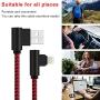 90 Degree Lightning Cable 10 FT Right Angle 3 Pack iPhone Charger Cable Charging and Syncing Cord Extra Long Nylon Braided for iPhone/iPad (Red Black,10Foot)