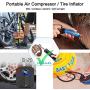Portable Air Compressor Handheld Mini Bike Tire Pump Electric Tire Inflator for Car Tires Motorcycle Bicycle Bike Volleyball Basketball, with Digital Gauge LED Light LCD Display 1000mAh DC 12V