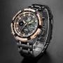 GOLDEN HOUR Luxury Stainless Steel Analog Digital Watches for Men Male Outdoor Sport Waterproof Big Heavy Wristwatch