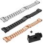 Charge 2 Accessories Bands for Fitbit, SailFar 3PCS Stainless Steel Metal Replacement Bracelet Strap Wrist Smart Watch Band for Fitbit Charge 2 HR, Small/Large, Men/Women, Silver, Rose Gold, Black