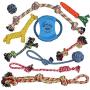 Pacific Pups Products supporting pacificpuprescue.com dog rope toys for aggressive chewers-set of 11 nearly indestructible dog toys-bonus giraffe rope toys-benefits non profit dog rescue.