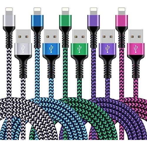 iPhone Charger [5Pack/6.6ft], Long Braided Lightning Cables, Fast Charging Power Charger Cords for iPhone 11/11 Pro/11Pro Max/XS/XR/8/7/6S Plus, iPad mini/2/3/4, Pro Air2/3/4th gen, iPod Touch Charger