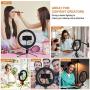 PEHESHE Ring Selfie LED Light 10" with Tripod Stand & Phone Holder Mini Dimmable Circle Light for Live Stream/Tiktok/YouTube/Makeup/Photography/Video 3 Light Modes 10 Brightness Level with Remote