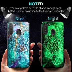 BENTOBEN Galaxy A21 Case, Slim Fit Glow in The Dark Shockproof Protective Hybrid Hard PC Soft TPU Bumper Cover Phone Cases for Samsung Galaxy A21 (2020 Release), Mandala in Galaxy