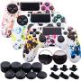 9CDeer 3 Pieces of Silicone Water Transfer Protective Sleeve Case Cover Skin + 8 Thumb Grips Analog Caps + 3 Sets of dust Proof Plug for PS4/Slim/Pro Controller, Graffiti 3 Pack