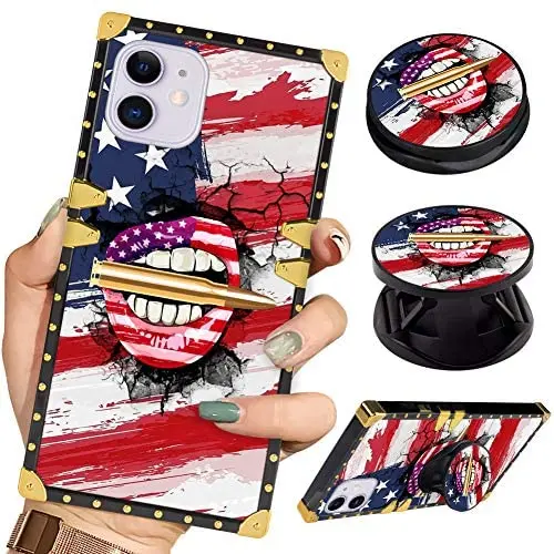 Luxury Square Phone Case iPhone 11 6.1 Inch 2019 Retro Elegant Soft TPU Design Cover (American Flag Lips Bullet) Luxury Square Phone Case iPhone 11 6.1 Inch 2019 Retro Elegant Soft TPU Design Cover (American Flag Lips Bullet)