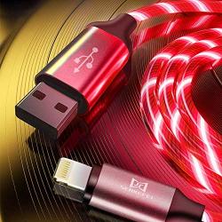 LED Phone Charger Cable - 6.5ft Light Up Visible Flowing Charger Charging Cord Compatible with 11 Pro Max XS XR X 8 7 6S 6 Plus 5S 5 (Red)