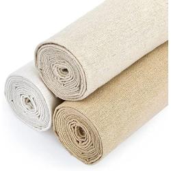 Caydo 3 Pieces Large Size Linen Needlework Fabric for Garment Craft, Flower Pot Decoration and Tablecloth, 62 by 19 Inch