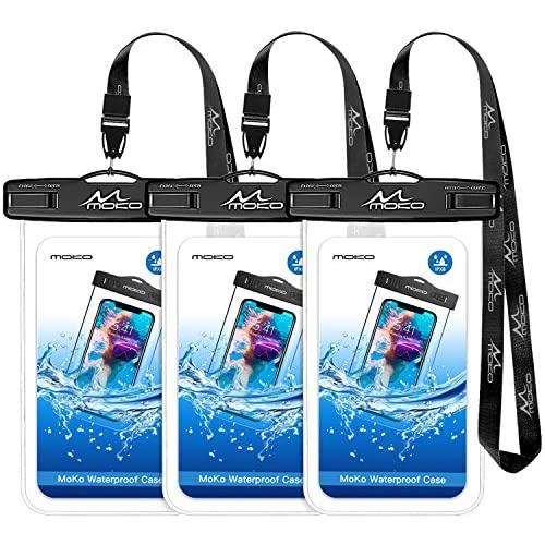 MoKo Waterproof Phone Pouch [3 Pack], Underwater Clear Phone Case Dry Bag with Lanyard Compatible with iPhone 11/11 Pro Max, X/Xs/Xr/Xs Max, 8/7/6 Plus, Samsung S10/S9/S8 Plus, S10e, S20, Note 10/9/8