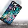 Hocase iPhone 8 Plus Case, iPhone 7 Plus Case, Heavy Duty Shockproof Protection Hard Plastic+Silicone Rubber Hybrid Protective Case for iPhone 7 Plus/iPhone 8 Plus - Mandala in Galaxy