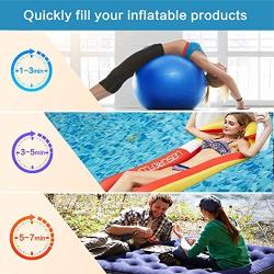 Rongyuxuan Electric Air Pump for Inflatables, 2 in 1 Portable Quick-Fill Air Pump,110V AC & 12V DC Inflator Deflator for Air Mattress, Swimming Rings, Airbeds, Water Toys, with 3Nozzles,Storage Bag