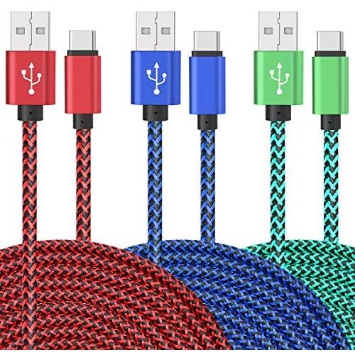 USB C Cable, UNISAME 3 Pack 10Ft Heavy Duty Bold Braided USB Type C USB Fast Charging Cable for Galaxy S20 Ultra S20+ S10 S10+ S10e S9 S8 Note 10 9 8 LG G7 G6 V40 V35 Oneplus 6T 7